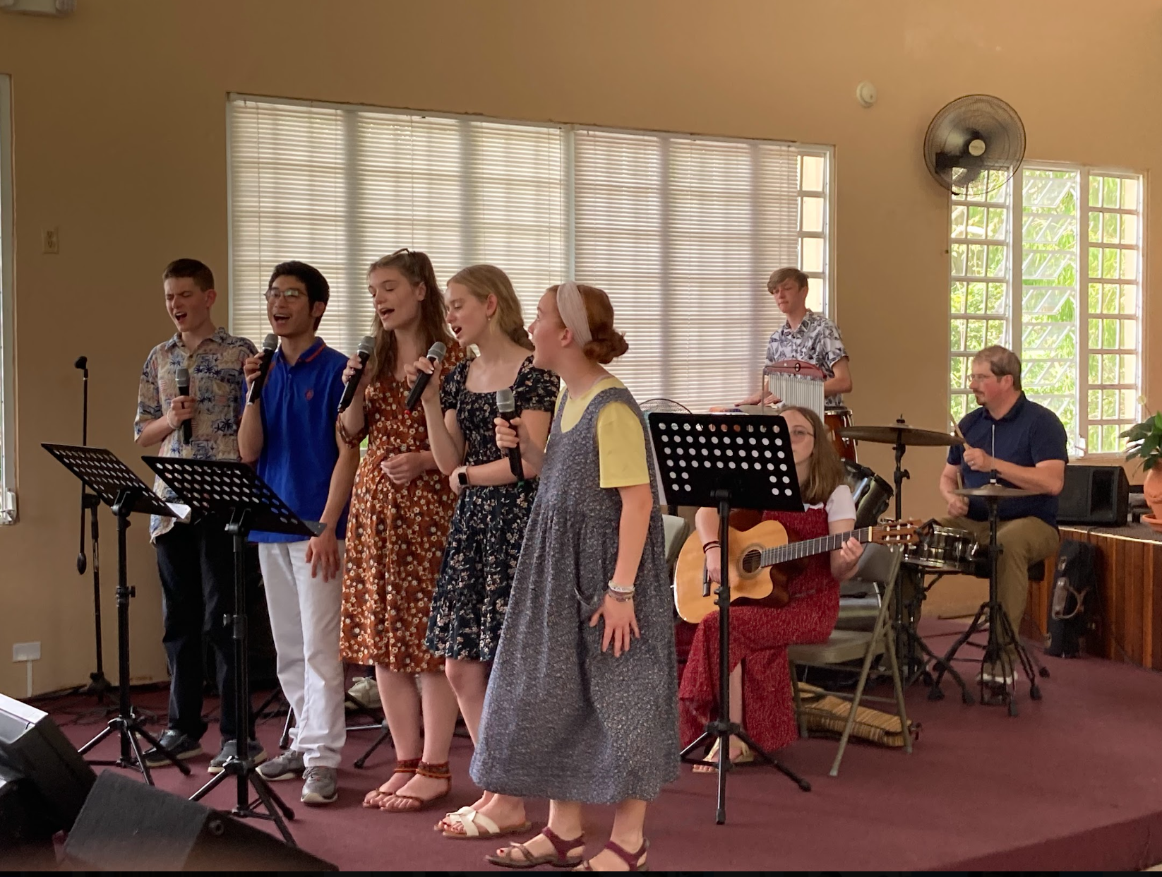 Grace students participating in a chapel activity