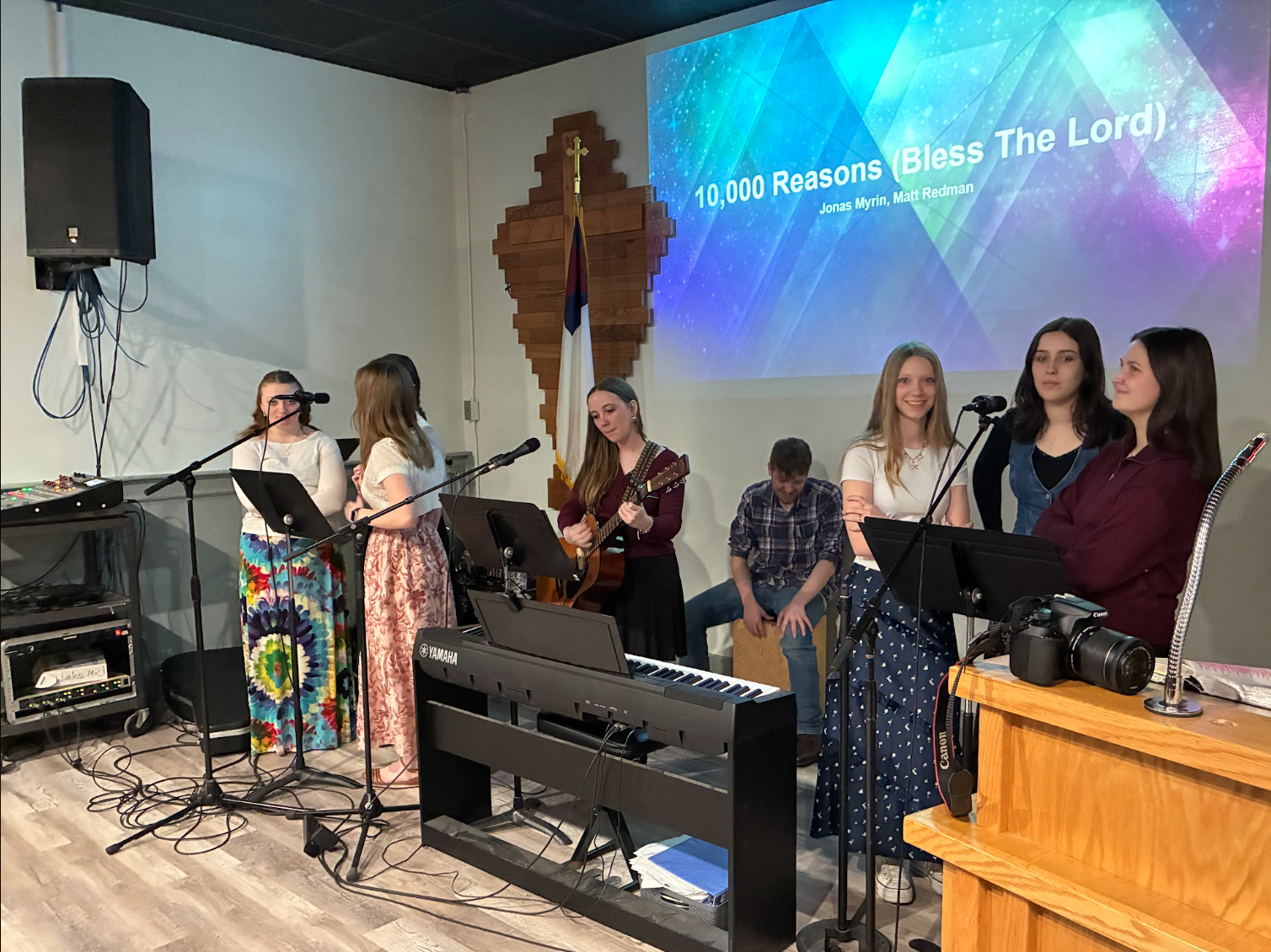 Grace student musicians leading worship