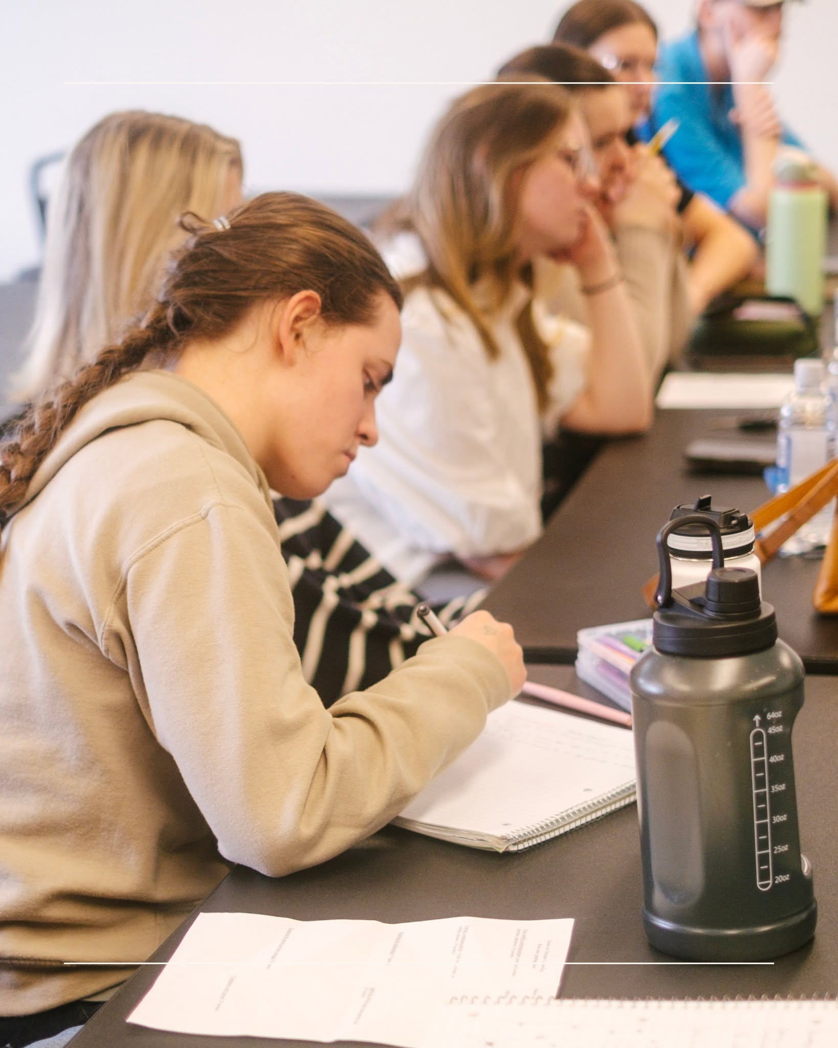 Grace Christian School students participating in a college-level class