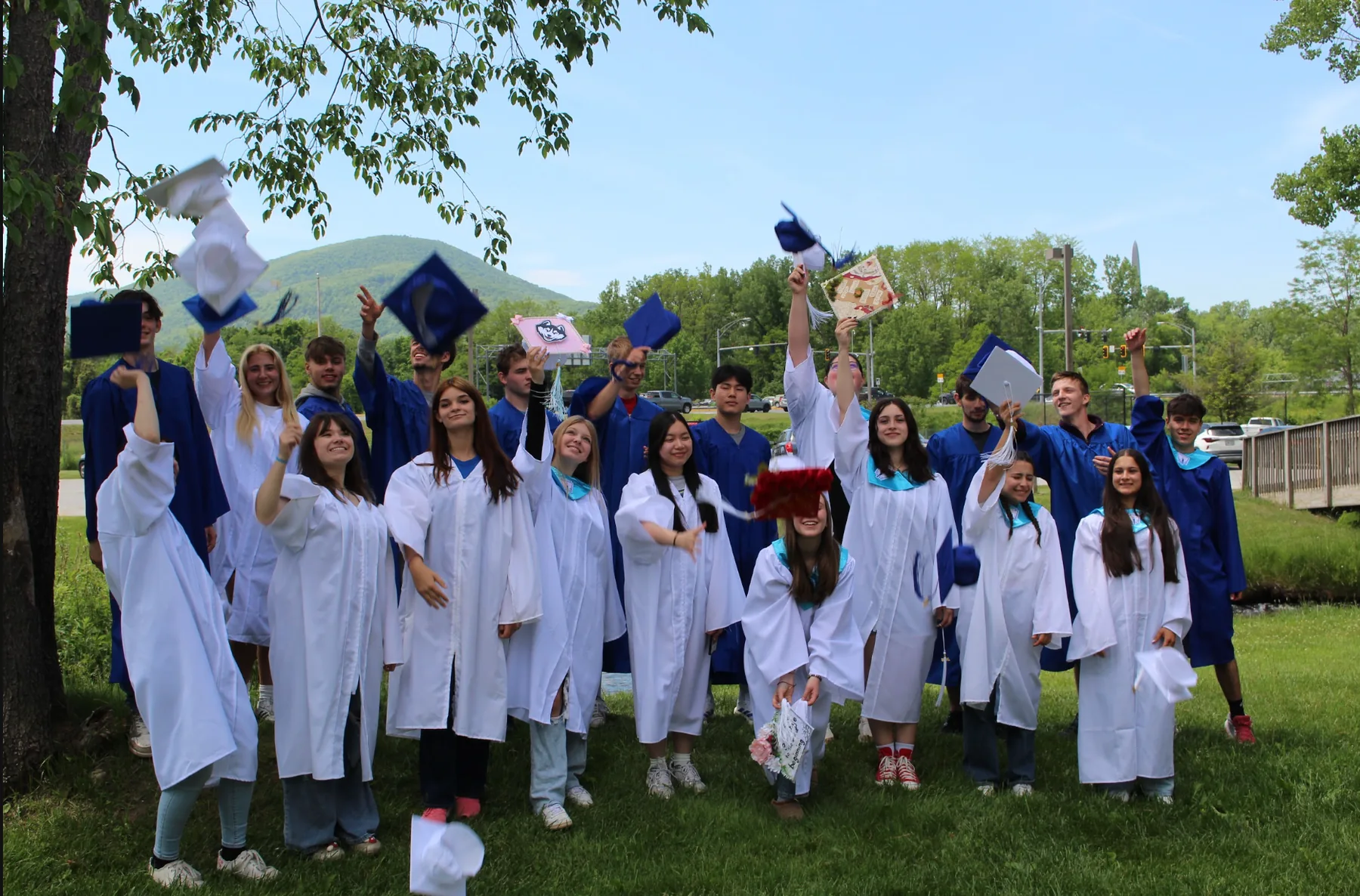 Grace Christian School students celebrating graduation