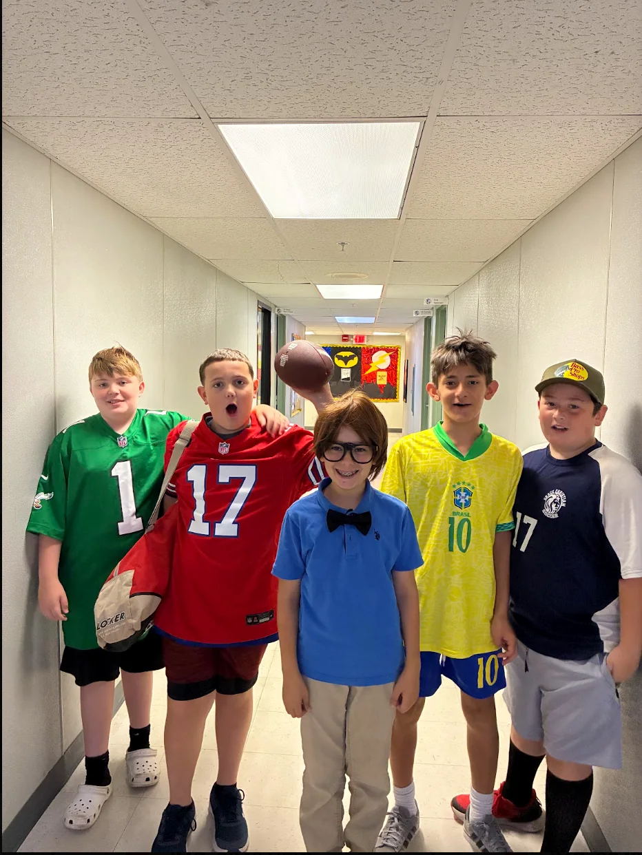 Grace Christian School junior high students celebrating school spirit together